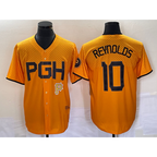 Pittsburgh Pirates #10 Bryan Reynolds Gold Jereymy 2023 City Connect Stitched Jersey 2