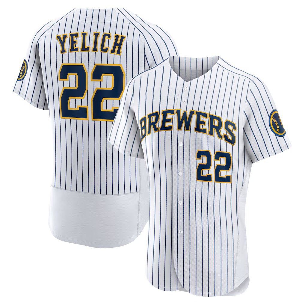 Milwaukee Brewers #22 Christian Yelich White Jereymy Team Alternate Authentic Player Jersey