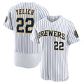 Milwaukee Brewers #22 Christian Yelich White Jereymy Team Alternate Authentic Player Jersey