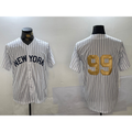 New York Yankees #99 Aaron Judge White Jereymy Pinstripe Without Name Fashion Cool Base Jersey 2
