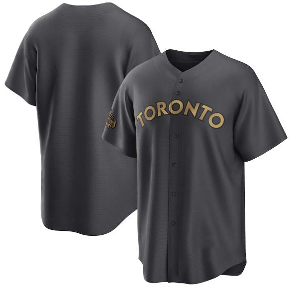 Toronto Blue Jays Blank Charcoal Jereymy 2022 All-Star Cool Base Stitched Jersey