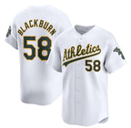 Oakland Athletics #58 Paul Blackburn White Jereymy Home Limited Stitched Jersey