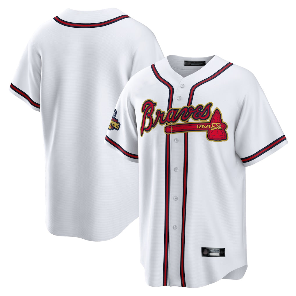 Atlanta Braves White Gold Jereymy Home Game Blank Player Stitched Jerseys