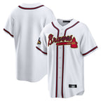 Atlanta Braves White Gold Jereymy Home Game Blank Player Stitched Jerseys