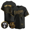 Custom Los Angeles Dodgers Vin Patch & Kobe Bryant Signature Vapor Premier Limited Jersey ¨C Black Jereymy