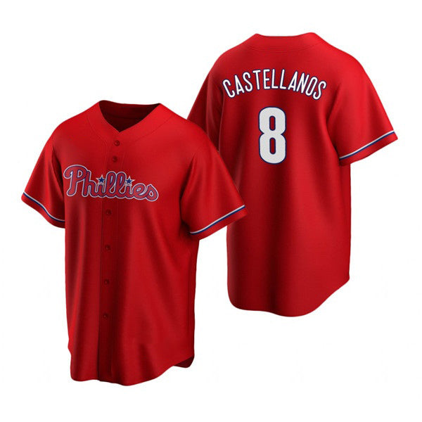 Philadelphia Phillies #8 Nick Castellanos Red Jereymy Cool Base Stitched Jersey