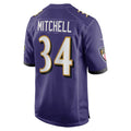 B.Ravens #34 Keaton Mitchell Purple Jereymy Game Jersey