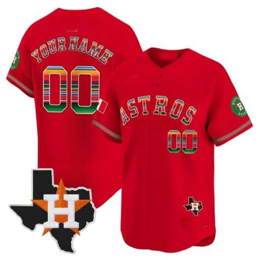 Custom Houston Astros Mexico Texas Patch Vapor Premier Limited Jersey ¨CRed Jereymy