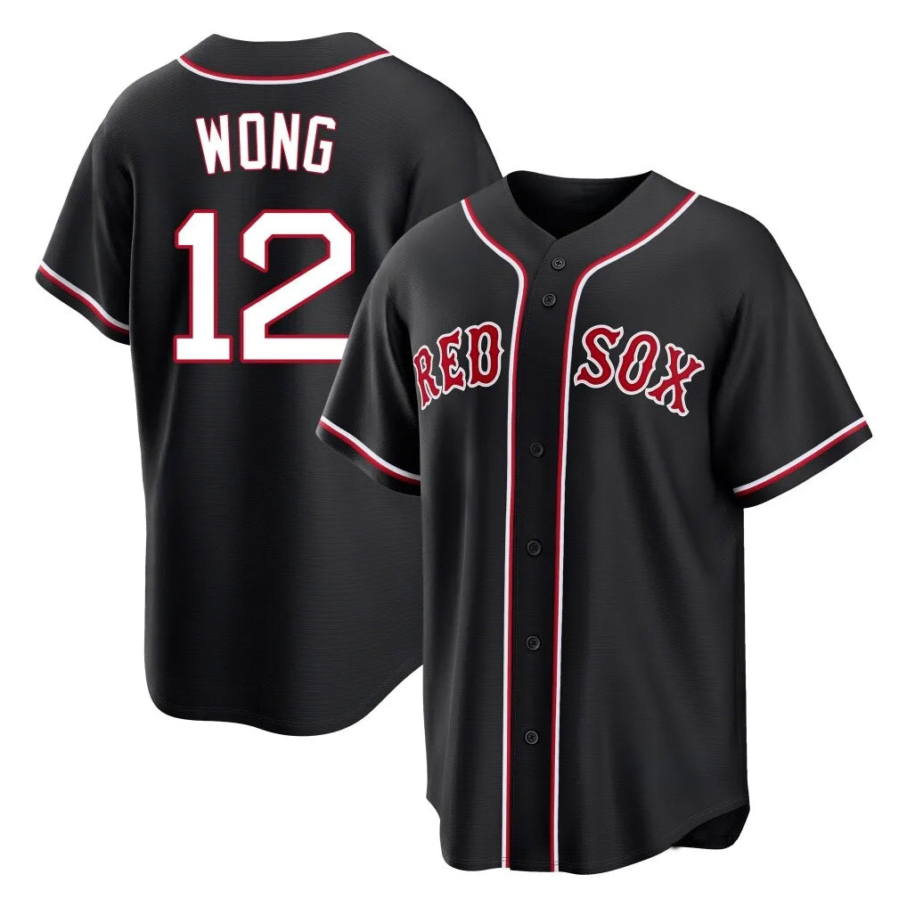 Boston Red Sox #12 Connor Wong Player Black Jereymy Out Home Game Stitched Jerseys