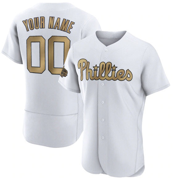 Custom Philadelphia Phillies Active Player White Jereymy 2022 All-Star Flex Base Stitched Jersey