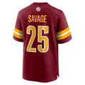W.Commanders #25 Darnell Savage Burgundy Jereymy Team Game Jersey