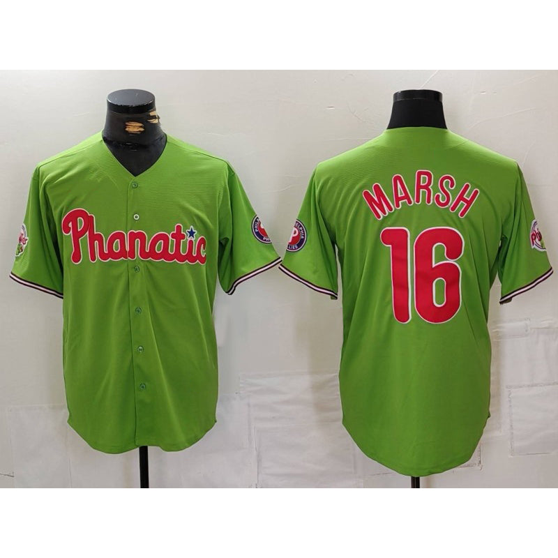 Philadelphia Phillies #16 Brandon Marsh Green Jereymy With Patch Stitched Cool Base Jersey