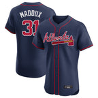 Atlanta Braves #31 Greg Maddux Player Navy Jereymy Limited Elite Home Game Stitched Jerseys
