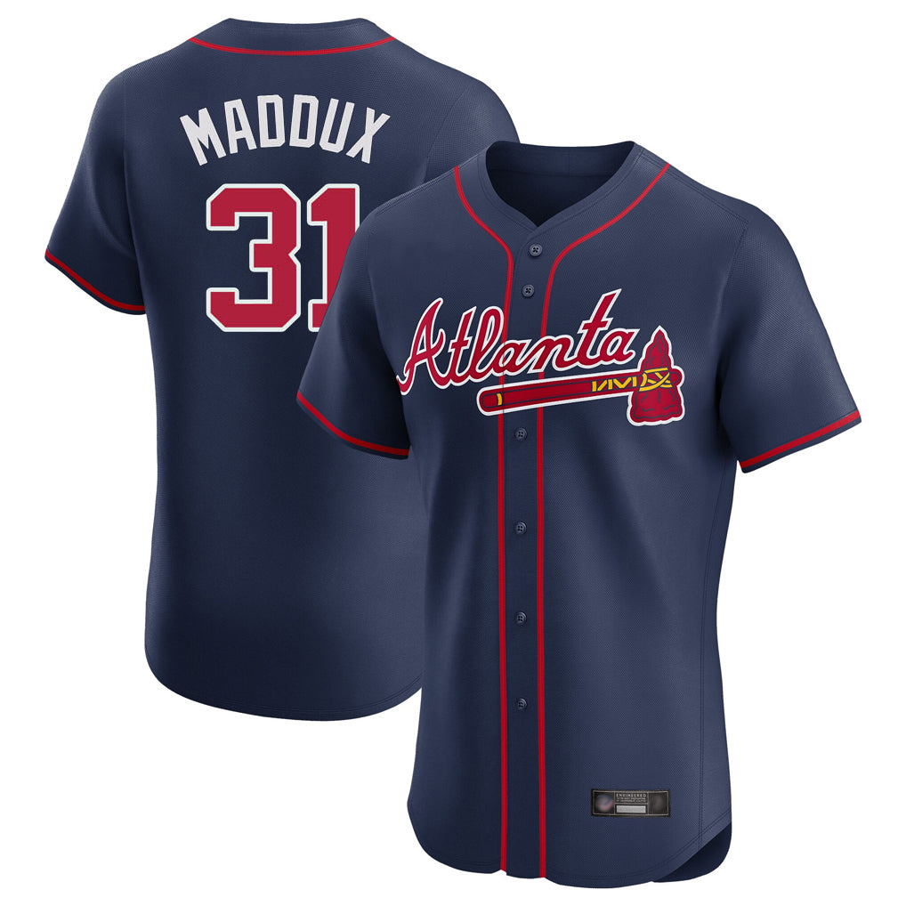 Atlanta Braves #31 Greg Maddux Player Navy Jereymy Limited Elite Home Game Stitched Jerseys