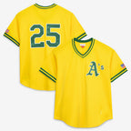 Oakland Athletics #25 Mark McGwire Mitchell & Ness Gold Jereymy Authentic Batting Practice Jersey