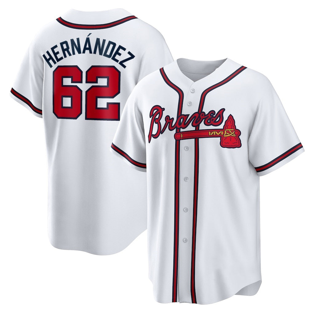 Atlanta Braves #62 Daysbel Hernandez White Jereymy Home Replica Jersey