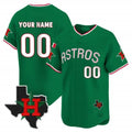 Custom Houston Astros Mexico Texas Patch Vapor Premier Limited Jersey V3 ¨C Green Jereymy