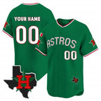 Custom Houston Astros Mexico Texas Patch Vapor Premier Limited Jersey V3 ¨C Green Jereymy