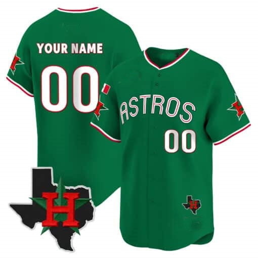 Custom Houston Astros Mexico Texas Patch Vapor Premier Limited Jersey V3 ¨C Green Jereymy