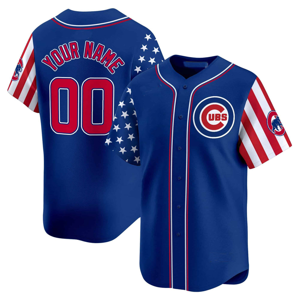Custom Chicago Cubs 2024 Independence Day Vapor Premier Limited Jersey ¨C Royal Jereymy