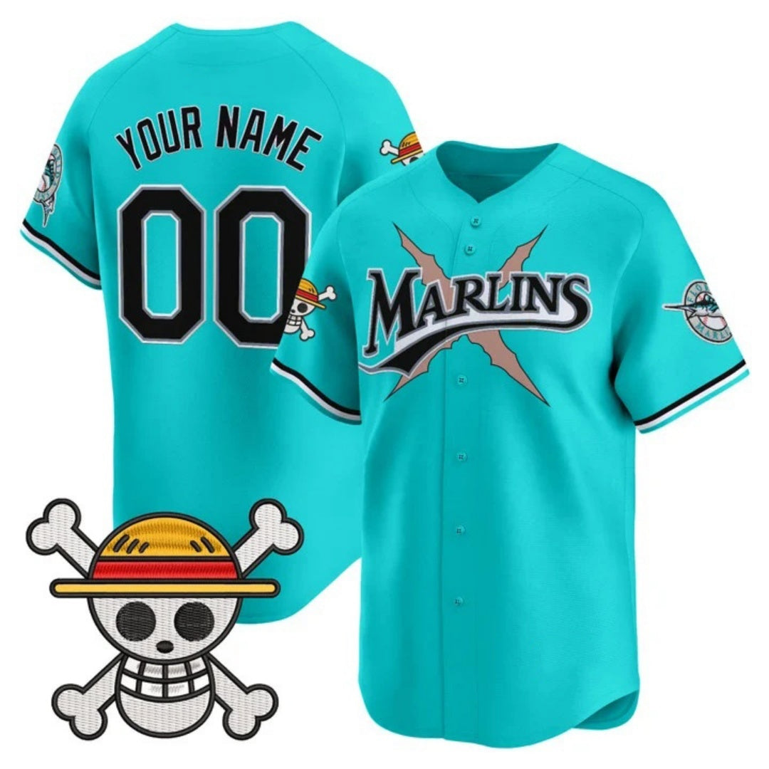 Custom Miami Marlins x One Piece Teal Jereymy Vapor Premier Limited Jersey - Stitched