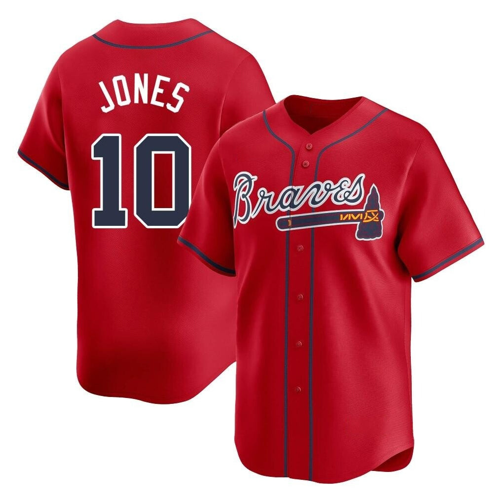 Atlanta Braves #10 Chipper Jones Player Red Jereymy Limited Home Game Stitched Jerseys