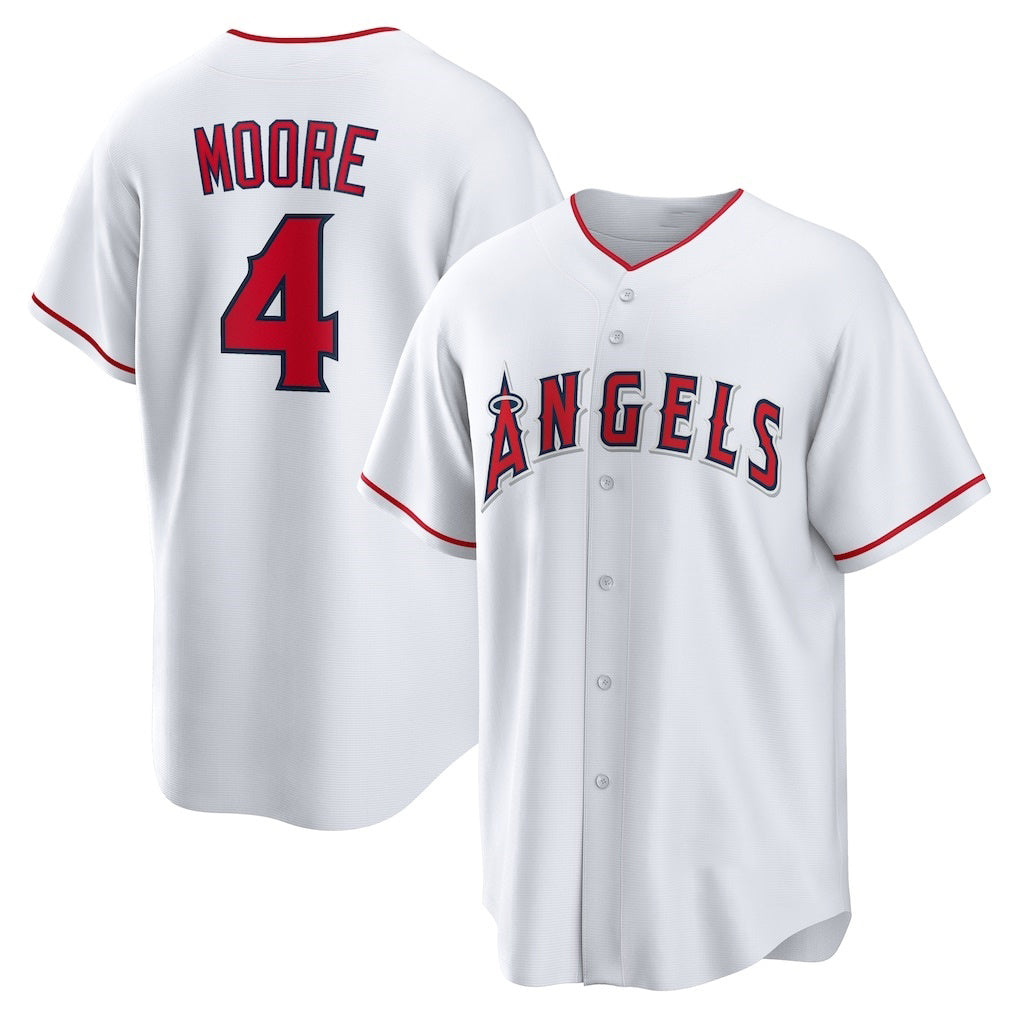 Los Angeles Angels #4 Christian Moore White Jereymy Home Replica Jersey