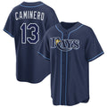 Tampa Bay Rays #13 Junior Caminero Navy Jereymy Cool Base Stitched Jersey
