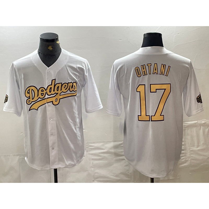 Los Angeles Dodgers #17 Shohei Ohtani White Jereymy 2022 All Star Stitched Cool Base Jersey