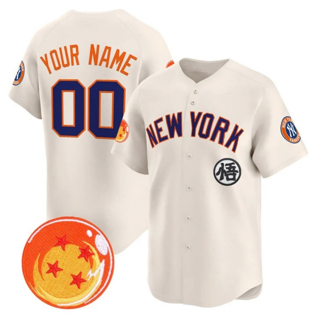 Custom New York Yankees x Dragon Ball Cream Jereymy Vapor Premier Limited Jersey - All Stitched