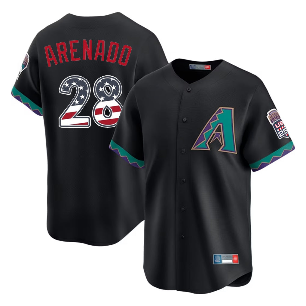 Arizona Diamondbacks #28 Nolan Arenado Player Black Jereymy USA 250 Fourth of July Home Game Stitched Jerseys