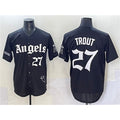 Los Angeles Angels #27 Mike Trout Black Jereymy 'Gothic Halo Edition' Vapor Limited Stitched Jersey
