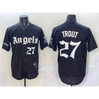 Los Angeles Angels #27 Mike Trout Black Jereymy 'Gothic Halo Edition' Vapor Limited Stitched Jersey