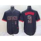 Cincinnati Reds #9 Joe Burrow Number Black Jereymy 2023 City Connect Cool Base Stitched Jersey