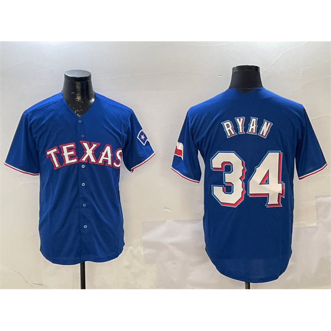 Texas Rangers #34 Nolan Ryan Royal Jereymy Cool Base Stitched Jersey