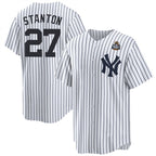 New York Yankees #27 Giancarlo Stanton White Jereymy 2024 World Series With Name Cool Base Stitched Jersey