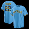 Milwaukee Brewers #22 Christian Yelich Light Blue Jereymy Road Replica Jersey