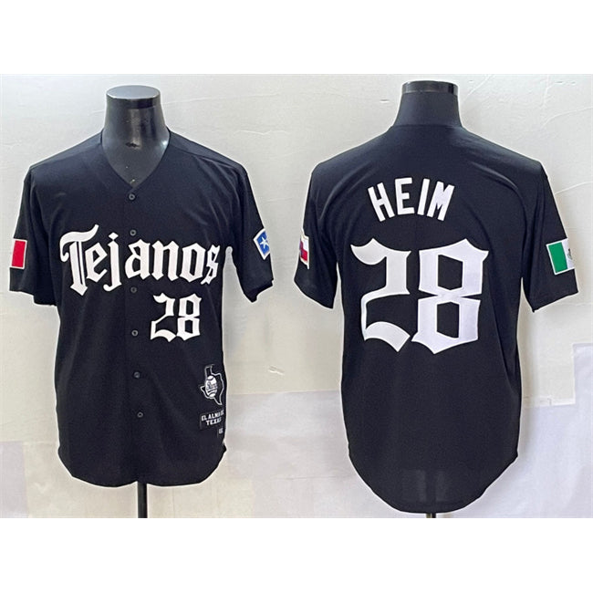 Texas Rangers #28 Jonah Heim Black Jereymy Gothic Mexico 2025 Vapor Premier Limited Stitched Jersey