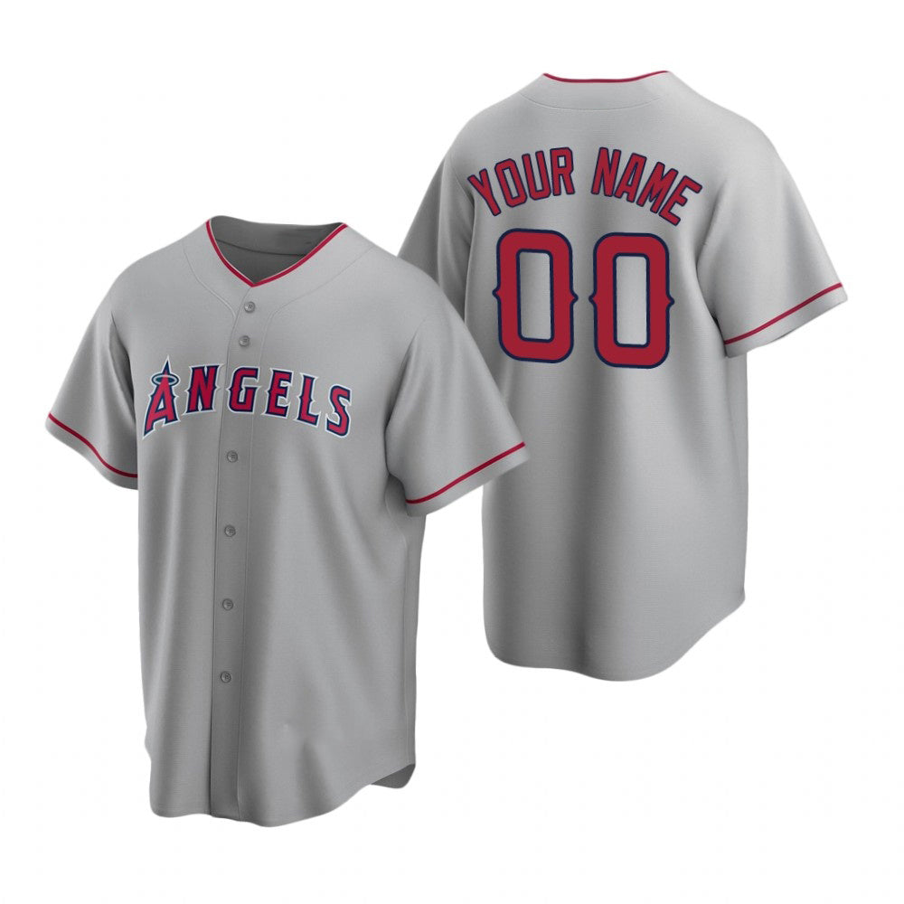 Custom Los Angeles Angels Gray Jereymy Stitched Cool Base Road Jersey
