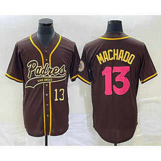 San Diego Padres #13 Manny Machado Number Brown Jereymy NEW 2023 City Connect Cool Base Stitched Jersey