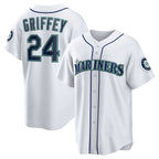 Seattle Mariners #24 Ken Griffey Jr. White Jereymy Home Replica Jersey