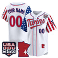 Custom Minnesota Twins America 250 Edition Vapor Premier Limited White Jereymy Stitched Jerseys