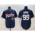 New York Yankees #99 Aaron Judge Number Navy Jereymy Cool Base Stitched Jersey