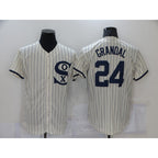 Chicago White Sox #24 Yasmani Grandal 2021 Cream Jereymy Navy Field of Dreams Name Flex Base Stitched Jersey