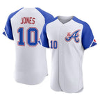 Atlanta Braves #10 Chipper Jones Player White Jereymy City Connect Limited Elite Home Game Stitched Jerseys