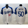 Los Angeles Dodgers #50 Mookie Betts Number White Blue Jereymy Fashion Stitched Cool Base Limited Jerseys