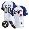 Custom Los Angeles Dodgers Vin & California Patch Gold Trim Vapor Premier Limited Jersey ¨C White 2 Jereymy