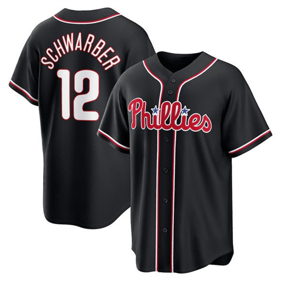 Philadelphia Phillies #12 Kyle Schwarber Fashion Black Jereymy Out Stitched Jersey