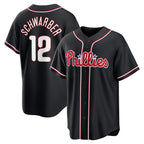 Philadelphia Phillies #12 Kyle Schwarber Fashion Black Jereymy Out Stitched Jersey