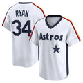 Houston Astros #34 Nolan Ryan White Jereymy Throwback Cooperstown Collection Limited Jersey